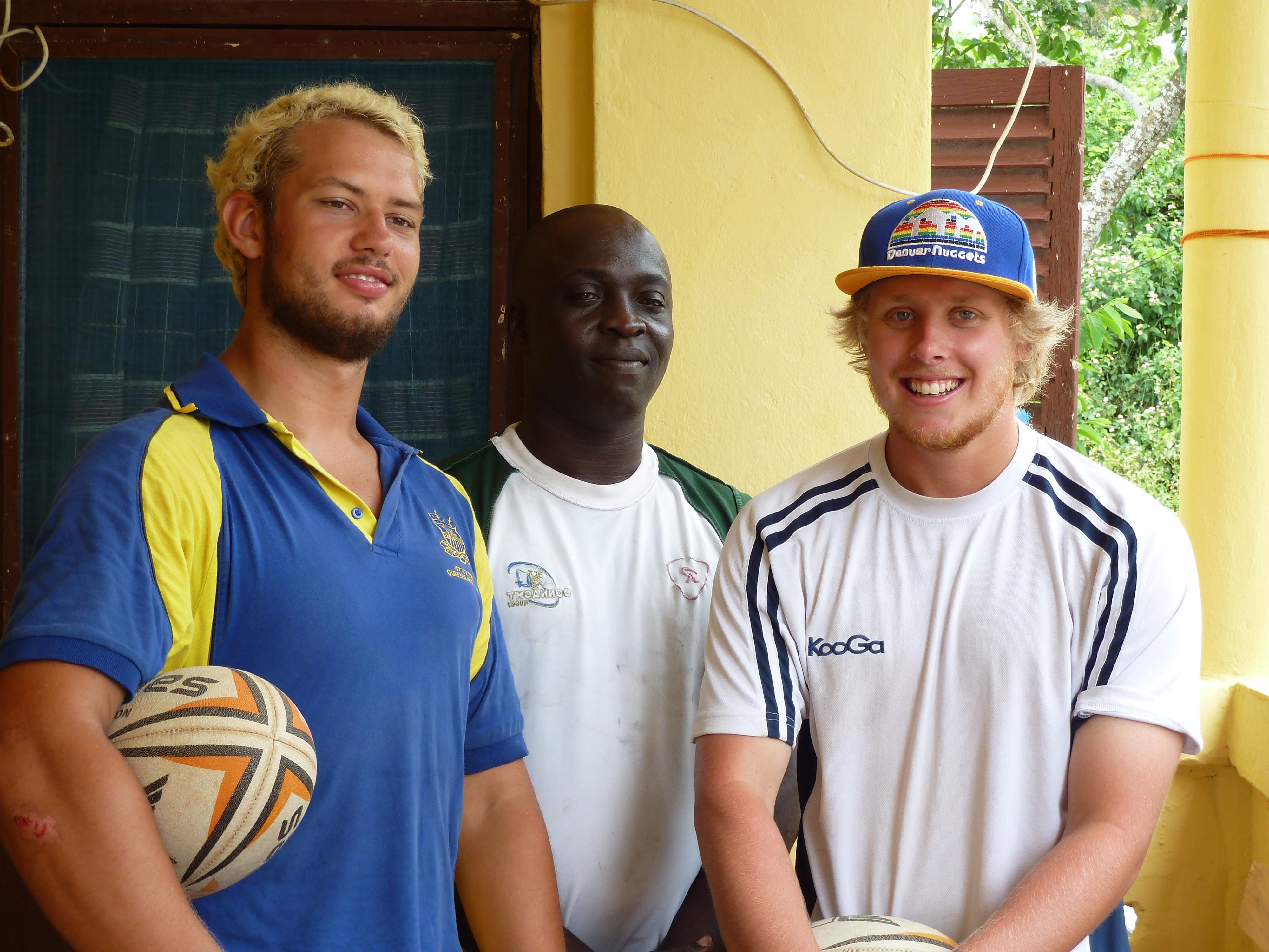 Projects Abroad volunteers excited for their hands-on rugby coaching experience in Ghana Sports instructors prepare for their volunteer rugby coaching in Ghana